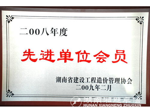2008年工程先進單位會員證